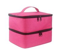 Bolsa de transporte de esmalte de uñas de doble capa de fácil acceso y almacenamiento, organizador de esmalte de uñas, duradero, bien organizado, color negro, rosa roja, as description