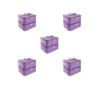 Bolsa de transporte de esmalte de uñas de doble capa de fácil acceso y almacenamiento, organizador de esmalte de uñas, duradero, bien organizado, color negro, Juego de 5 (morado), as description