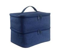 Bolsa de transporte de esmalte de uñas de doble capa de fácil acceso y almacenamiento, organizador de esmalte de uñas, duradero, bien organizado, color negro, azul oscuro, as description