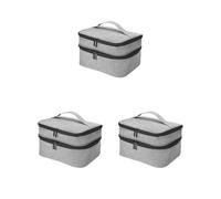 Bolsa de transporte de esmalte de uñas de doble capa de fácil acceso y almacenamiento, organizador de esmalte de uñas, duradero, bien organizado, color negro, Juego de 3 (gris), as description