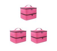 Bolsa de transporte de esmalte de uñas de doble capa de fácil acceso y almacenamiento, organizador de esmalte de uñas, duradero, bien organizado, color negro, Juego de 3 (rojo rosa), as description