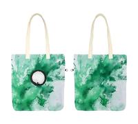 Bolsa de transporte de lona para mascotas, texturas de acuarela de tinta verde sobre fondo blanco, transportadores para gatos con agujero ajustable para perros pequeños y gatos