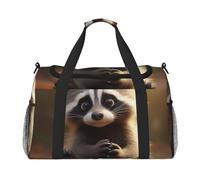 Bolsa de transporte de mano de gran capacidad con estampado de mapache para escapadas de fin de semana
