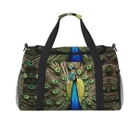 Bolsa de transporte nocturna de plumas de pavo real, para mujeres y hombres, perfecta para viajeros frecuentes, Black, Talla única