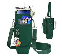 Bolsa de transporte para botella de agua con bolsillo para teléfono compatible con Stanley/Meoky vaso de 40 onzas con asa, bolsa para botella de agua con correa ajustable compatible con accesorios