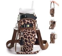 Bolsa de transporte para botella de agua con bolsillo para teléfono para Stanley Cup de 40/30 onzas, soporte aislado de neopreno para botella de agua, bolsa cruzada con hombro ajustable y correa de