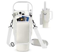 Bolsa de transporte para botella de agua con bolsillo para teléfono Stanley de 1,134.0 g, soporte cruzado de neopreno para botella de agua con correa de hombro ajustable y correa de mano para