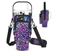 Bolsa de transporte para botella de agua con bolsillo para teléfono Stanley de 30 onzas, soporte cruzado de neopreno para botella de agua con correa de hombro ajustable y correa de mano para