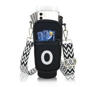 Bolsa de transporte para botella de agua con inicial A-Z con correa para vaso Stanley de 40 onzas, bolsa personalizada para botella de agua con bolsillo para teléfono con letras de perlas, accesorio