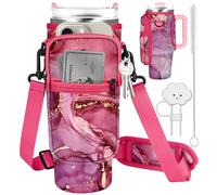 Bolsa de transporte para botella de agua Stanley Cup de 40 onzas con correa ajustable para el hombro, bolsillo para teléfono, nubes, cubierta de pajilla, cepillo limpiador para caminar, viajar,