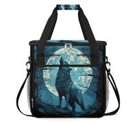 Bolsa de transporte para cafetera, bolsa de almacenamiento de viaje compatible con K-Mini y K-Mini Plus, funda portátil de una sola porción para cápsulas K-Cup, lobo animal aullando bosque luna