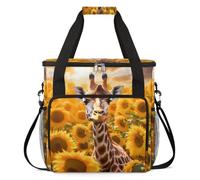 Bolsa de transporte para cafetera, bolsa de almacenamiento de viaje compatible con K-Mini y K-Mini Plus, funda portátil de una sola porción para cápsulas K-Cup, campos de girasol de jirafa animal