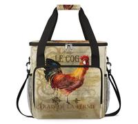 Bolsa de transporte para cafetera, bolsa de almacenamiento de viaje compatible con K-Mini y K-Mini Plus, funda portátil de una sola porción para cápsulas K-Cup, póster vintage de gallo de granja