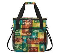 Bolsa de transporte para cafetera, diseño de arcoíris, tipográfico, bolsa de almacenamiento de viaje, compatible con Keurig K-Mini o K-Mini Plus, funda portátil de una sola porción con bolsillos para