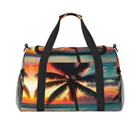 Bolsa de transporte para debajo del asiento con estampado de palmeras tropicales y puesta de sol, Negro -, Talla única