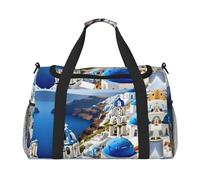 Bolsa de transporte para debajo del asiento con estampado de vista al mar de la isla griega, bolsa de viaje para gimnasio, bolsa de deporte, Negro -, Talla única