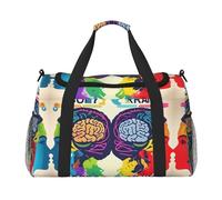 Bolsa de transporte para debajo del asiento con impresión de ventaja del cerebro izquierdo y derecho, bolsa de viaje para gimnasio, bolsa de deporte, Negro -, Talla única