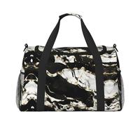 Bolsa de transporte para debajo del asiento con textura de mármol blanco y negro, bolsa de viaje para gimnasio, bolsa de deporte, Negro -, Talla única