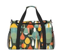 Bolsa de transporte para debajo del asiento, estilo retro moderno de mediados de siglo, con estampado de formas de gota, bolsa de viaje, gimnasio, bolsa de deporte, Negro -, Talla única