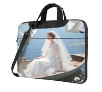 Bolsa de transporte para laptop con correas de hombro y asa para llevar al hombro para oficina o viajes, Lady and Big Goose, 14 inch