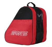 Bolsa de transporte para patinaje sobre hielo y ruedas, asas gruesas y correa ajustable para un uso cómodo, perfecta para cascos y equipo de protección (rojo)