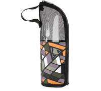 Bolsa de transporte para utensilios de camping, bolsa de cubiertos portátil, bolsa de transporte para platos, maletín de almacenamiento, soporte para utensilios, bolsillo con cremallera para camping