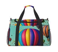 Bolsa de transporte plegable con estampado de globo aerostático de lavanda de gran capacidad para escapadas de fin de semana en avión