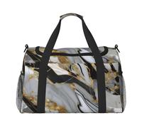 Bolsa de transporte plegable con estampado de mármol de lujo con cremallera impermeable para escapadas de fin de semana