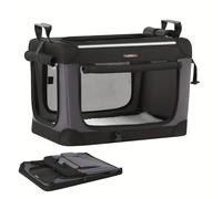 Bolsa de transporte plegable para perros con puertas de malla, jaula para mascotas de tela Oxford para perros pequeños, y bolsillo de almacenamiento, negro, 60 X 42 X 42 cm