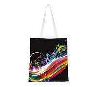 Bolsa de transporte unisex para mujer, reutilizable, plegable, casual, elegante, para compras, compras, playa, viajes, trabajo, escuela, Música colorida, Talla única