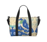 Bolsa de transporte versátil con estampado de mapa de Grecia, ideal para negocios, deportes, estancias de fin de semana, color negro, talla única, Black, Talla única