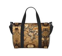 Bolsa de transporte versátil con estampado de mapa del mundo antiguo, ideal para negocios, deportes, estadías de fin de semana, color negro, talla única, Black, Talla única