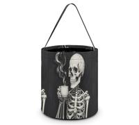 Bolsa De Truco O Trato Los Esqueletos Toman Té Para 20X21CM | Cesta de Halloween plegable Cubo de caramelos Para Decoraciones