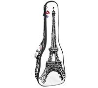 Bolsa de ukelele Bonjour Paris Francia Cultura Ukulele Caso para Soprano Tenor Concierto 23 pulgadas 10MM Grueso suave acolchado correas ajustables bolsa
