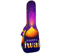 Bolsa de ukelele Happy Diwali Festival Mandala Pan Ukelele Estuche para concierto soprano tenor 23 pulgadas 10 mm de grosor suave acolchado correas ajustables bolsa de concierto