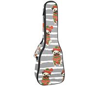 Bolsa de ukelele, lindo pug en suéter y sombrero de invierno, funda para ukelele para concierto soprano tenor de 23 pulgadas, 10 mm de grosor, suave acolchado con correas ajustables