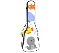Bolsa de ukelele Sealife Animal Creaturea Patrón Ukulele Caso para Soprano Tenor Concierto 23 pulgadas 10MM Grueso suave acolchado correas ajustables Gig Bag