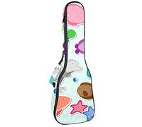 Bolsa de ukelele Sealife Animales Pegatinas Patrón Ukulele Caso para Soprano Tenor Concierto 23 pulgadas 10MM Grueso suave acolchado correas ajustables Gig Bag