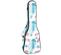 Bolsa de ukelele Sealife para ukelele con medusas y caracol para concierto de tenor soprano, 23 pulgadas, 10 mm de grosor, suave acolchado correas ajustables bolsa