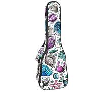 Bolsa de ukelele Sealife Starfish Coral Cangrejo Medusa Ukulele Caso para Soprano Tenor Concierto 23 pulgadas 10MM Grueso suave acolchado correas ajustables bolsa