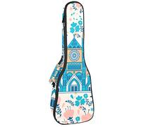 Bolsa de ukelele Westminster Abbey con patrón de flores patrón de ukelele caso para concierto soprano tenor de 23 pulgadas, 10 mm de grosor, suave acolchado correas ajustables bolsa