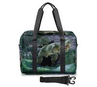 Bolsa de viaje 3D con diseño de tiranosaurio del bosque Rex Dino para mujeres, hombres, niñas, niños, bolsa de fin de semana, bolsa grande de 32 L, bolsa de viaje para viajes, deportes, gimnasio,