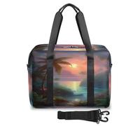 Bolsa de viaje 3D Sunset Tropical Forest para mujeres, hombres, niñas y niños, bolsa de fin de semana, bolsa de viaje grande de 32 L para viajes, deportes, gimnasio, color, Big, Organizador de bolsas