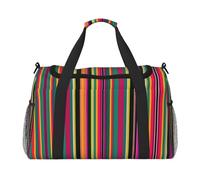 Bolsa de viaje a rayas de colores arcoíris, bolsas de fin de semana para mujeres y hombres, para aventuras al aire libre, ideal para acampar y senderismo, Negro -, Talla única