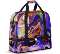 Bolsa de viaje abstracta con notas musicales para mujeres y hombres, bolsa de viaje plegable para fines de semana de música, bolsa de 47 L para deportes, gimnasio, yoga, color, 47 L, Organizador de