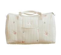 Bolsa de viaje acolchada de 19 x 9 x 11 pulgadas, bolsa de viaje portátil de algodón suave para bebé con asa y correa ajustable, lindo conejo floral, suministros para bebés para mujeres que caminan