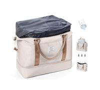 Bolsa de Viaje al vacío para Mujer,Bolsa de Deporte,Bolsa de Mano Equipaje,Bolsa de Gimnasio,Bolsas de Fin de Semana para Mujer,Bolsa para Hospital,Bolsa de Natación para Playa,R3-Beige Marrón