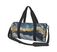 Bolsa de Viaje, Bolsa de Gimnasio, Bolsa de Viaje, Bolsa de Noche, Bolsa de Fin de Semana Deportiva para natación, Yoga,Pintura Abstracta Brillo Dorado Mármol Azul