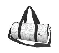 Bolsa de Viaje, Bolsa de Gimnasio, Bolsa de Viaje, Bolsa de Noche, Bolsa de Fin de Semana Deportiva para natación, Yoga,Estampado Química Negro Blanco