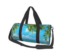 Bolsa de Viaje, Bolsa de Gimnasio, Bolsa de Viaje, Bolsa de Noche, Bolsa de Fin de Semana Deportiva para natación, Yoga,Imprimir Océano Mar Playa Palmeras Hojas